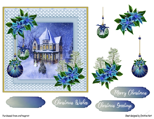 Christmas Greetings Blue Topper