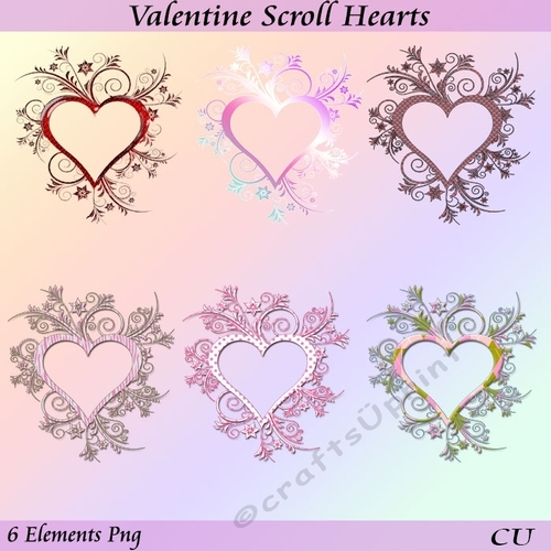 Valentine Scroll Hearts Png