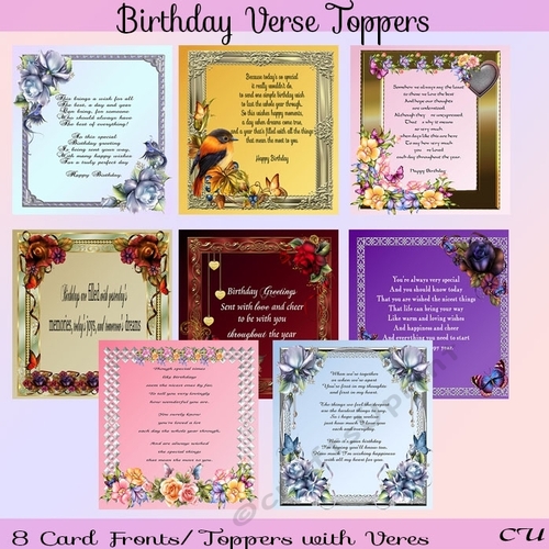 Birthday Verse Toppers Card Fronts Bumper Kit