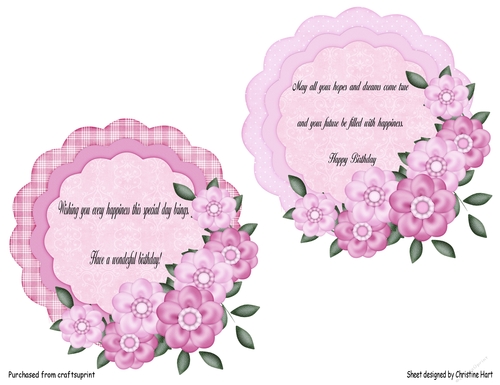 Pink Floral Birthday Toppers with Verse