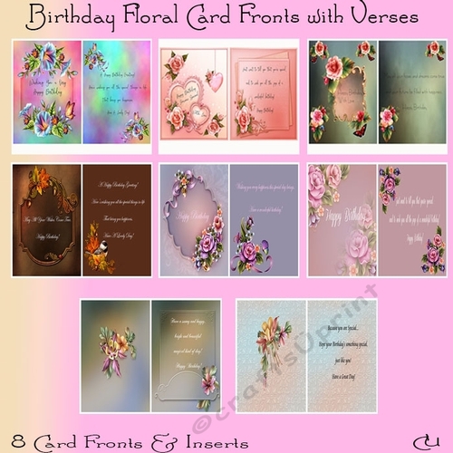 Birthday Floral Card Fronts with Verses Bumper Kit
