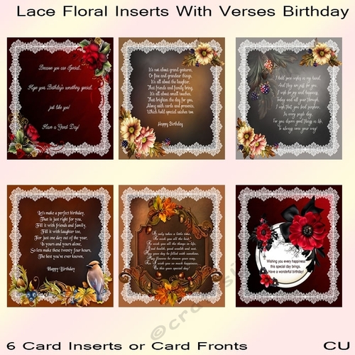 Lace Floral Inserts With Verses Birthday