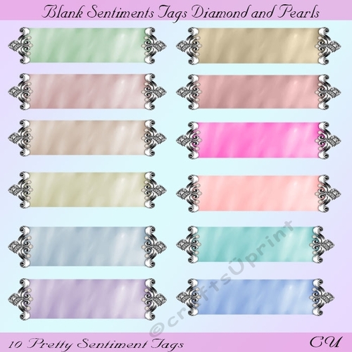 Blank Sentiment Tags Diamond and Pearls