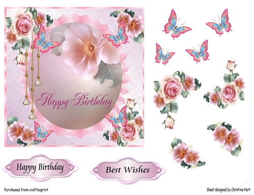 Happy Birthday Rose and Butterfly Quick Cards