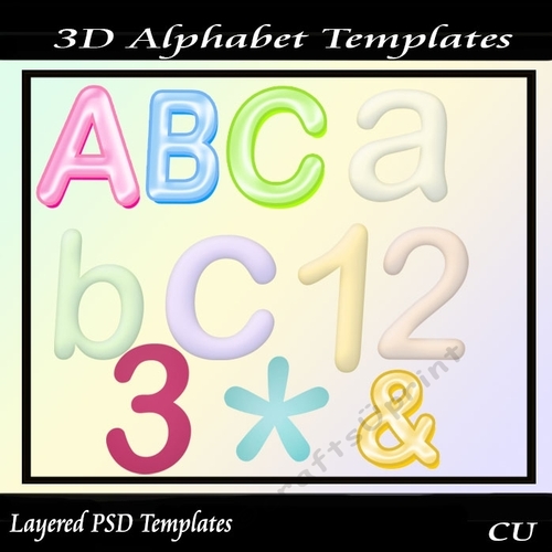 3D Alphabet Templates PSD