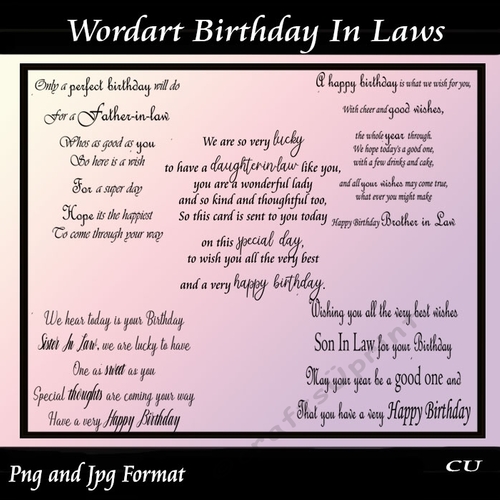 Wordart Birthday In Laws