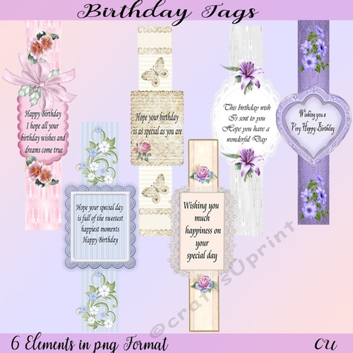 Birthday Tags with verses Png