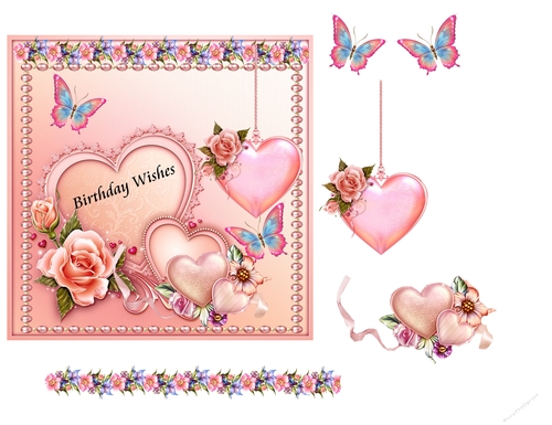 Pink Floral Love with Decoupage