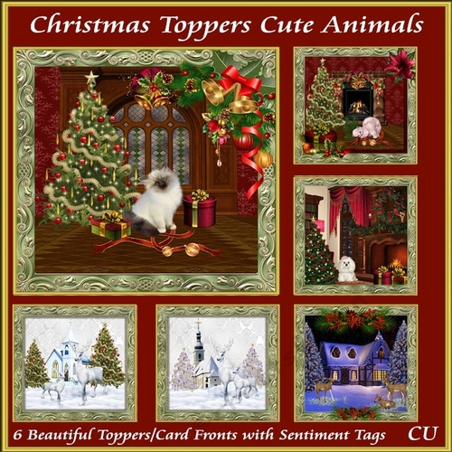 Christmas Toppers Cute Animals Bumper Kit with Sentiments
