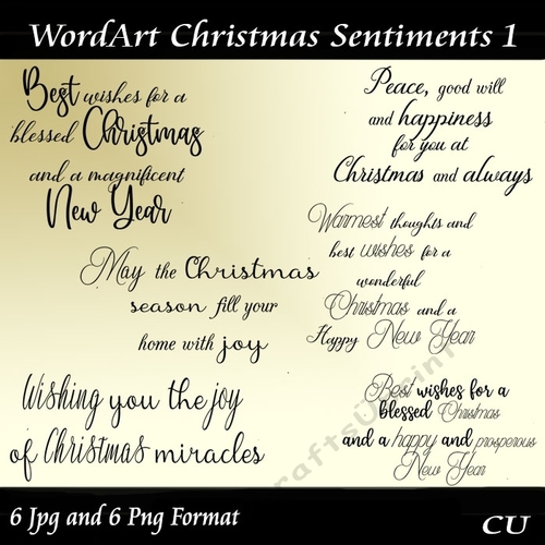 Wordart Christmas Sentiments 1