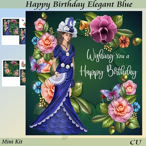 Happy Birthday Elegant Blue Mini Kit