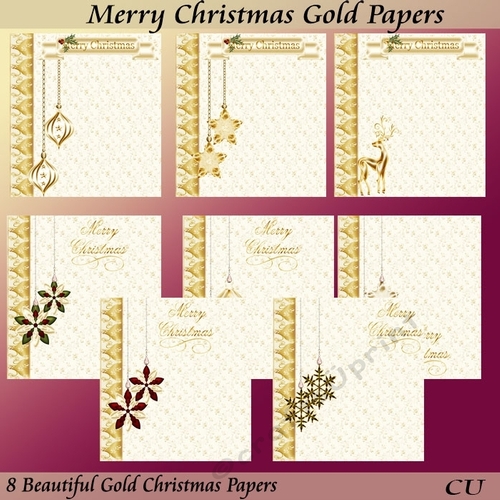 Merry Christmas Gold Papers 