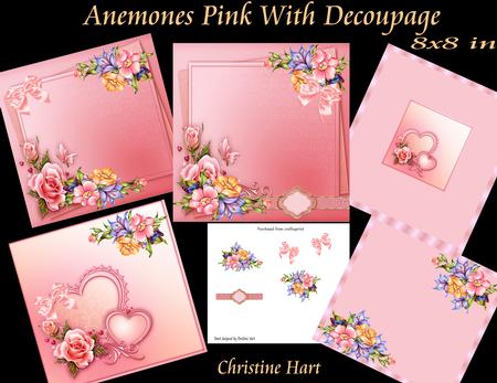 Anemones Pink with Decoupage