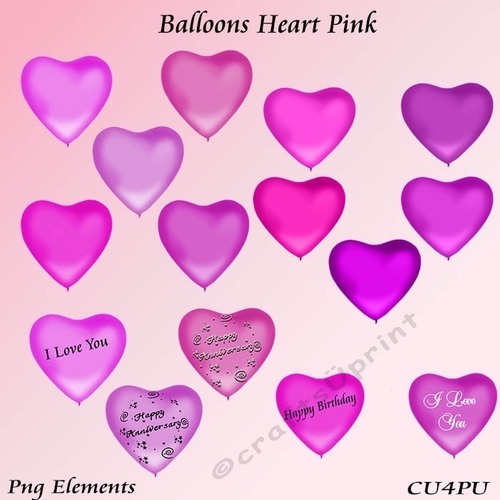Balloons Heart Pink