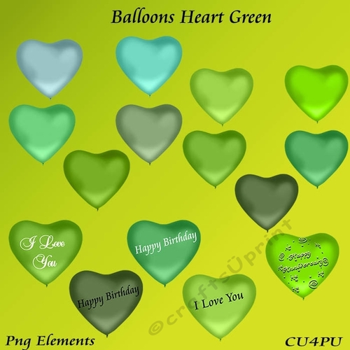 Balloons Heart Green