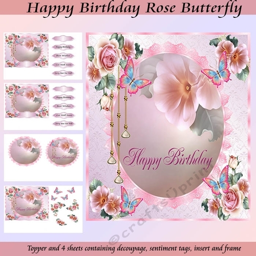 Happy Birthday Rose Butterfly