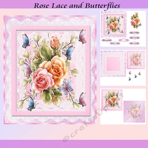 Rose Lace and Butterflies