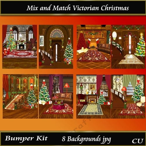 Mix and Match Victorian Christmas Bumper Kit Backgrounds