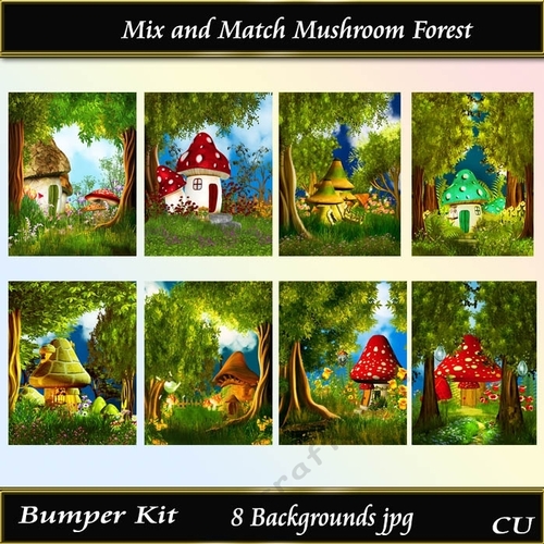 Mix and Match Mushroom Forest Bumper Kit Backgrounds