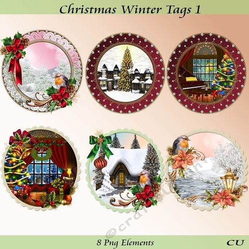 Christmas Winter Tags 1/ Card Fronts