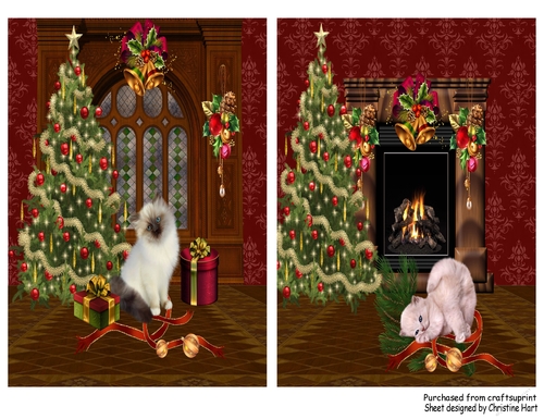Christmas Kitty 2 Card Fronts/Toppers