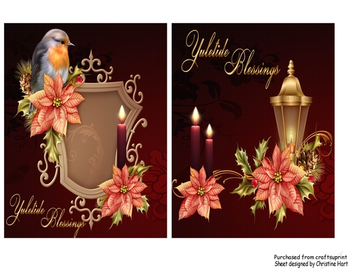 Yuletide Blessings 2 Card Fronts/Toppers
