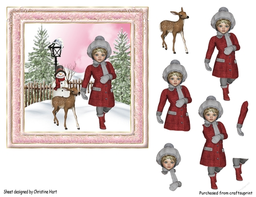Sweet Little Winter Deer Card Front & Decoupage