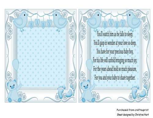 Baby Boy Blue Bird toppers and verse