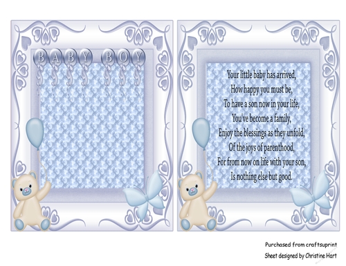Baby Boy Little Bear toppers and verse