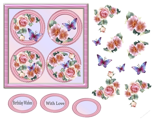 Pink Floral Butterfly Topper