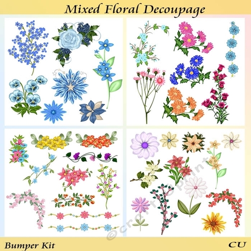 Mixed Floral Decoupage Bumper Kit