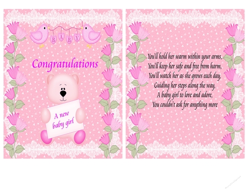 Baby Girl Congratulations Topper and Verse