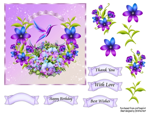 Little Bird Floral, Birthday, Thank You Quick Cards