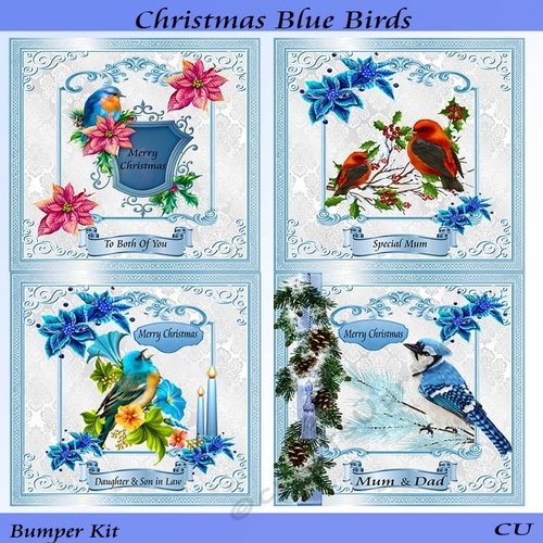 Christmas Blue Birds Bumper Kit