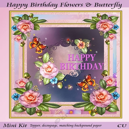 Happy Birthday Flowers and Butterflies Mini Kit 