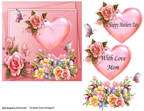 Mothers Day Hearts Quick Card