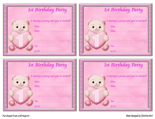 1st Birthday Party Invitation Card