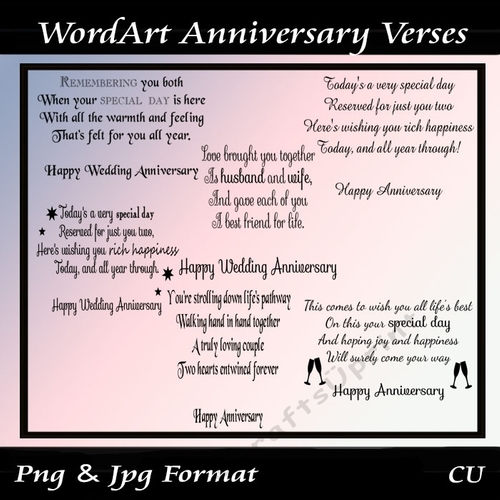 Word Art Anniversary Verses