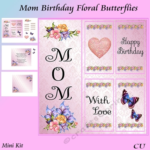 Mom Birthday Floral Butterflies Mini Kit