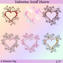 Valentine Scroll Hearts Png