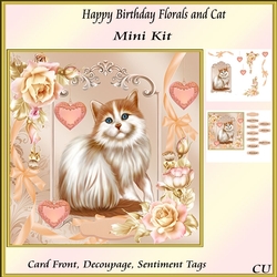 Happy Birthday Florals and Cat Mini Kit