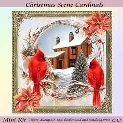 Christmas Scene Cardinals Mini Kit