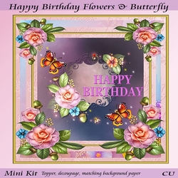 Happy Birthday Flowers and Butterflies Mini Kit 