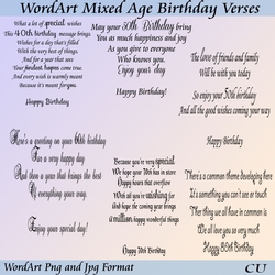 WordArt Mixed Age Birthday Verses