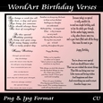 Word Art Birthday Verses