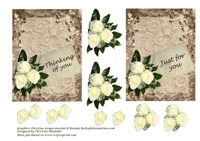White Roses on Vintage Lace 1