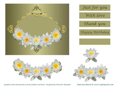 White Lilies on Gold Frame