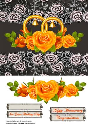 Orange Roses, Rings and Lace