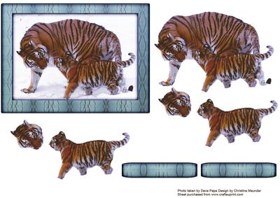 Big Cats Series - Tigress and Cub - Decoupage