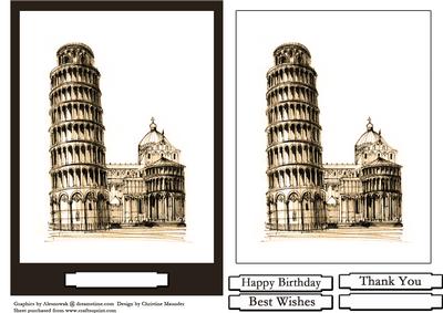 Leaning Tower of Pisa - Sepia Sketch